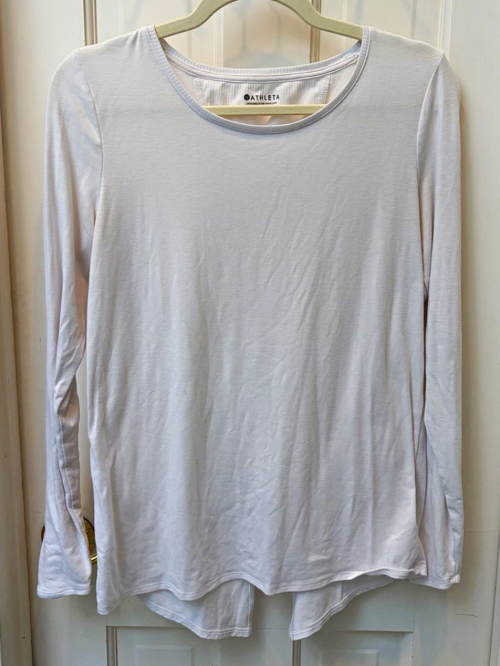 Athleta Women’s Small White Long Sleeve Scoop Neck Knit Stretch Shirt